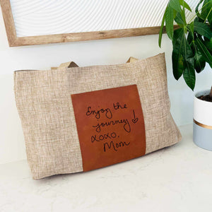 Burlap Tote Bag Personalized with Your Own Handwriting