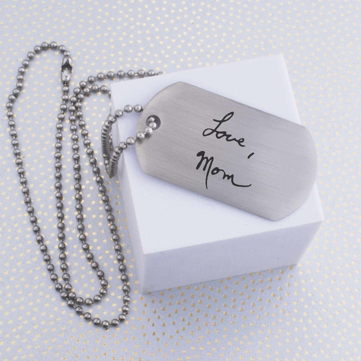 Custom Handwriting Dog Tag Necklace for Dad