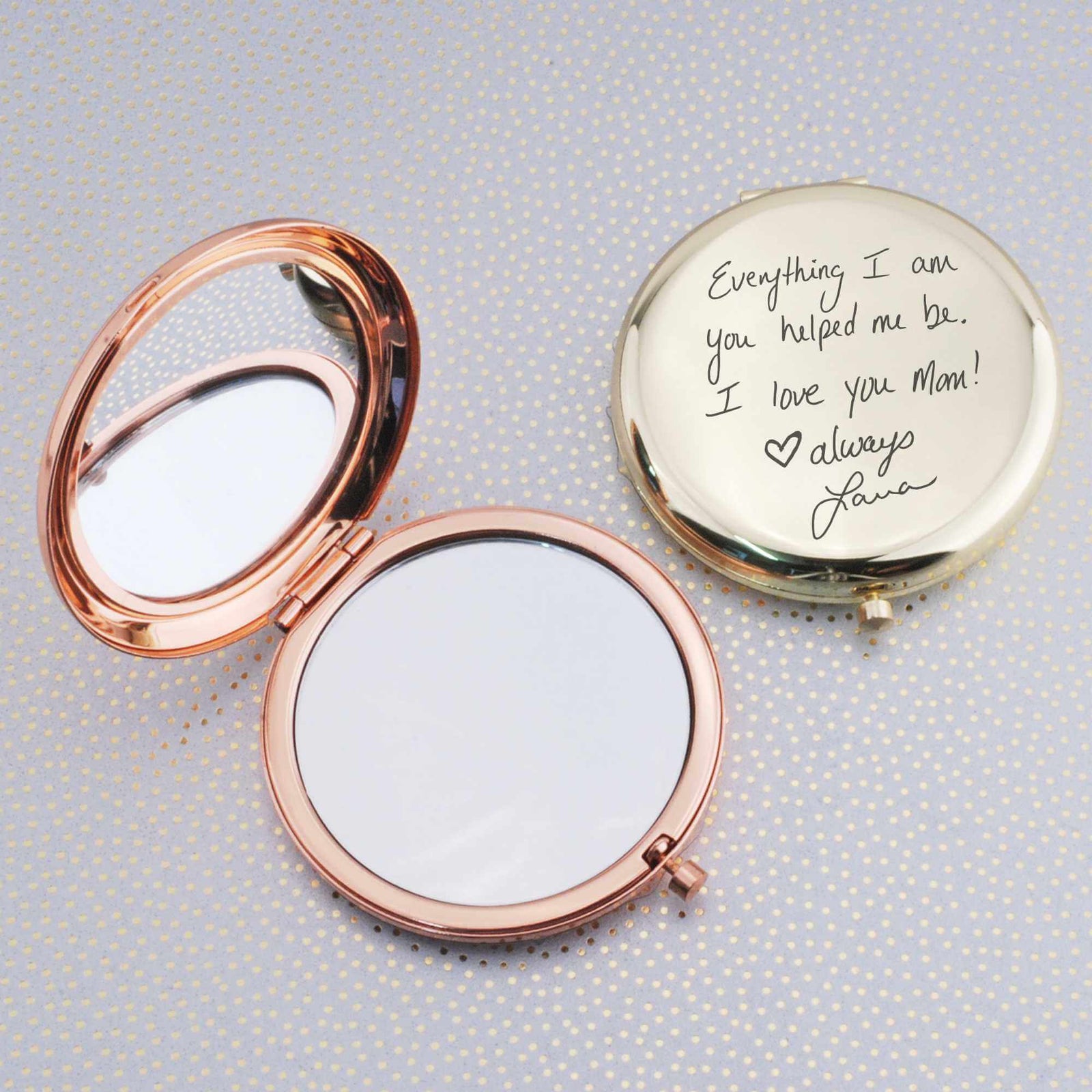 Compact Mirror Engraved with Your Own Handwriting