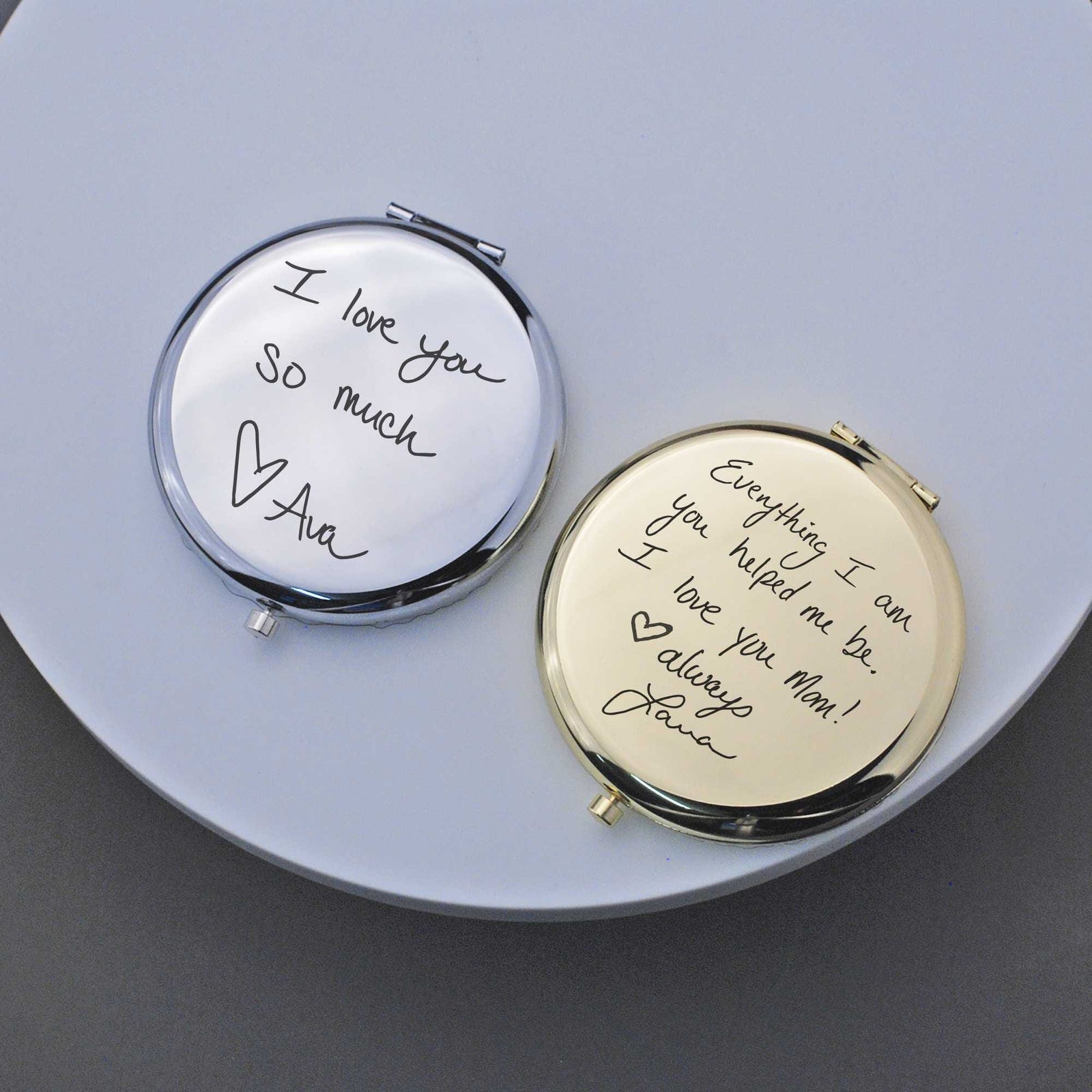 Compact Mirror Engraved with Your Own Handwriting