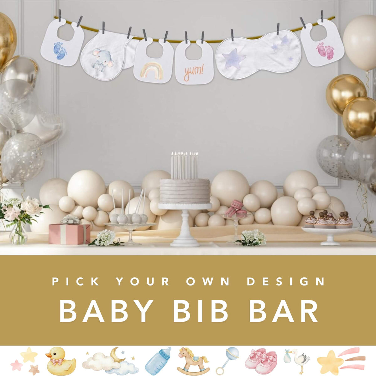 Baby Shower Bib &amp; Burp Cloth Bar