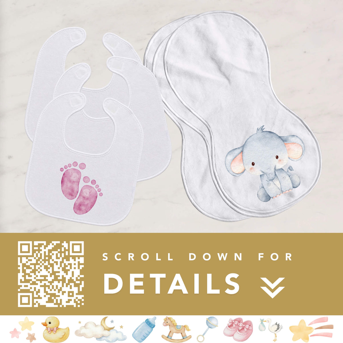 Baby Shower Bib & Burp Cloth Bar