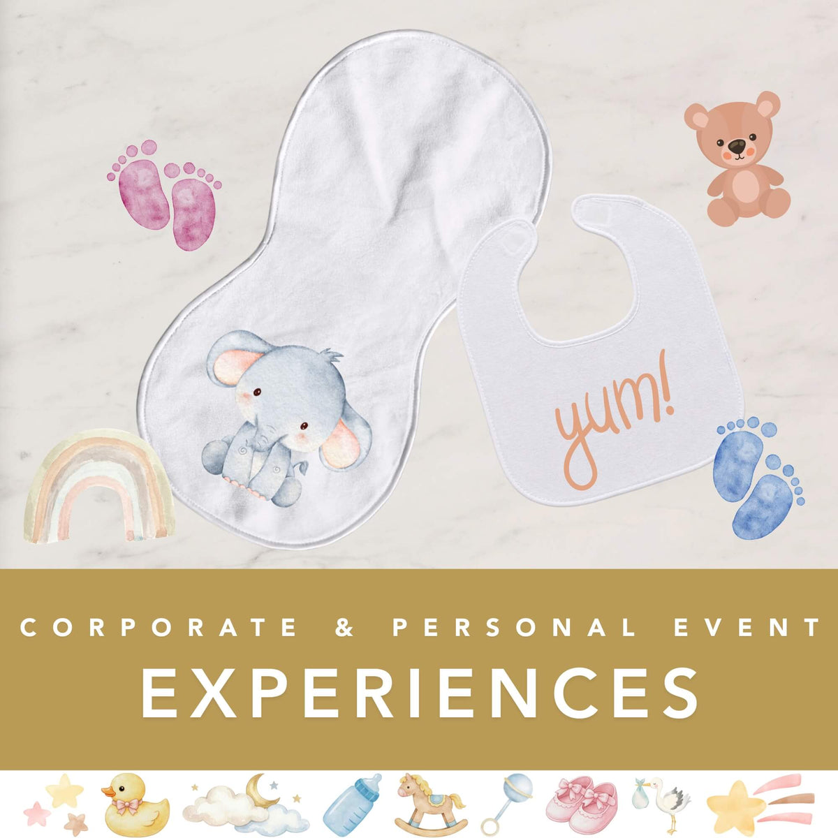 Baby Shower Bib & Burp Cloth Bar