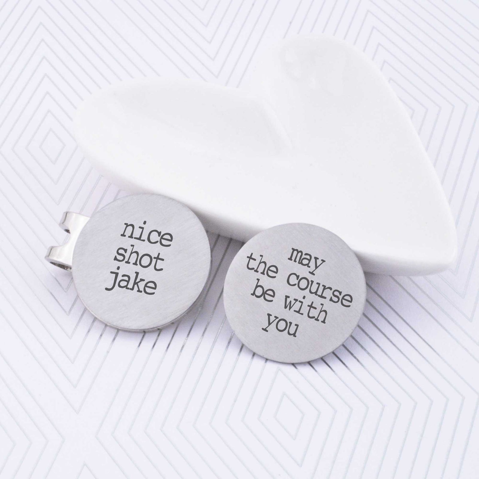 Golf Ball Marker Set: May the Course Be with You + Nice Shot with Custom Name