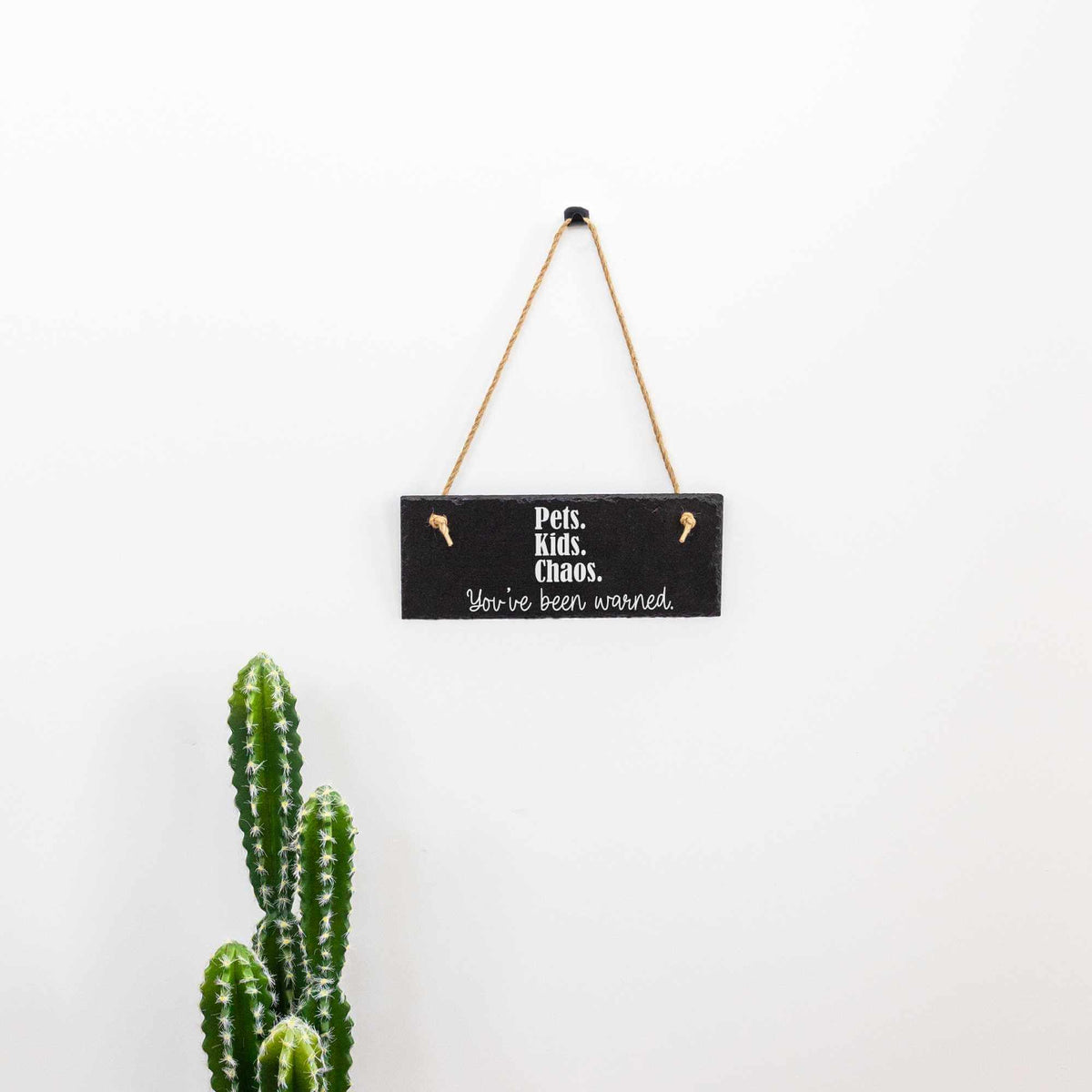 Pets, Kids, Chaos - Rustic Slate Welcome Sign