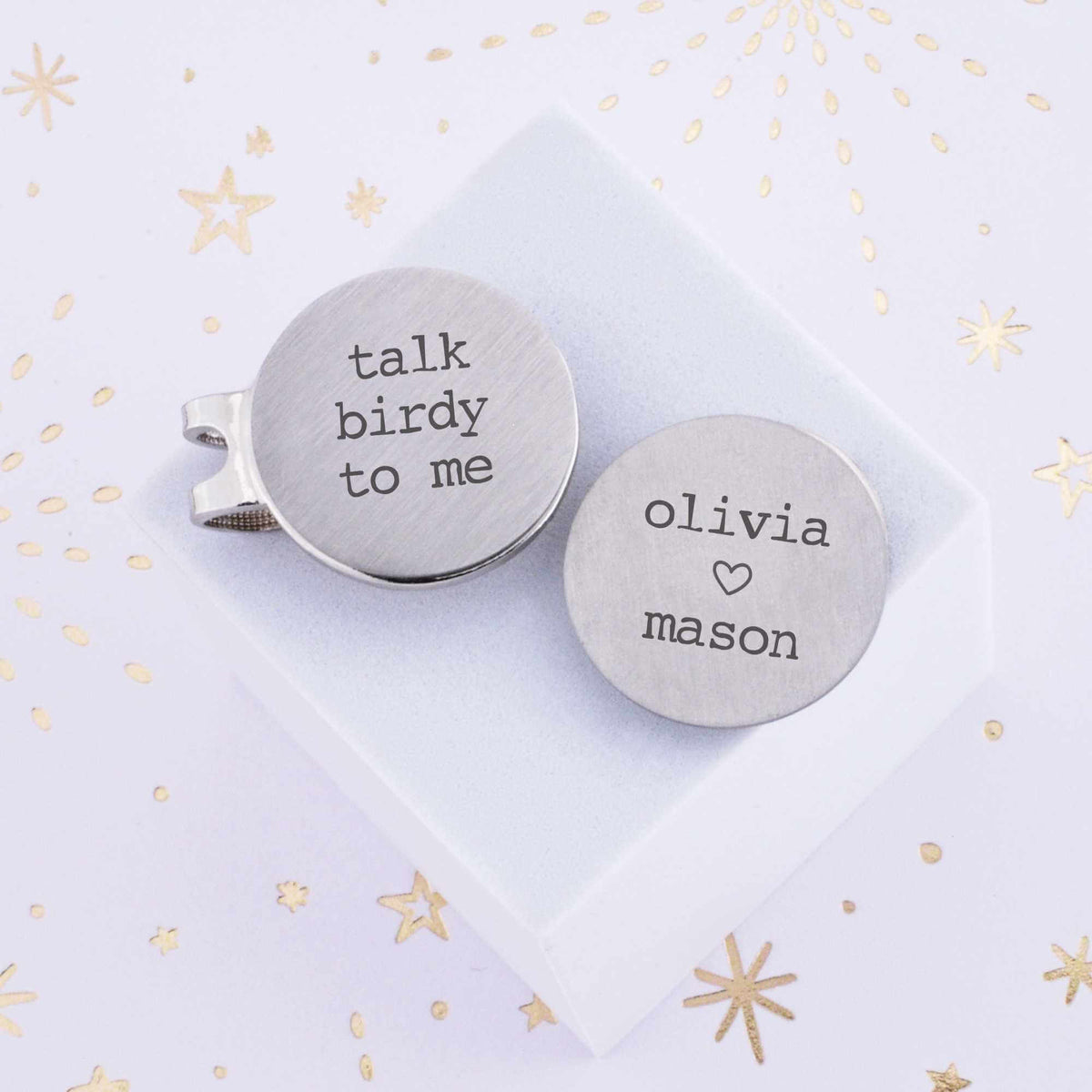 Golf Ball Marker Set- Talk Birdie to Me + Personalized Names