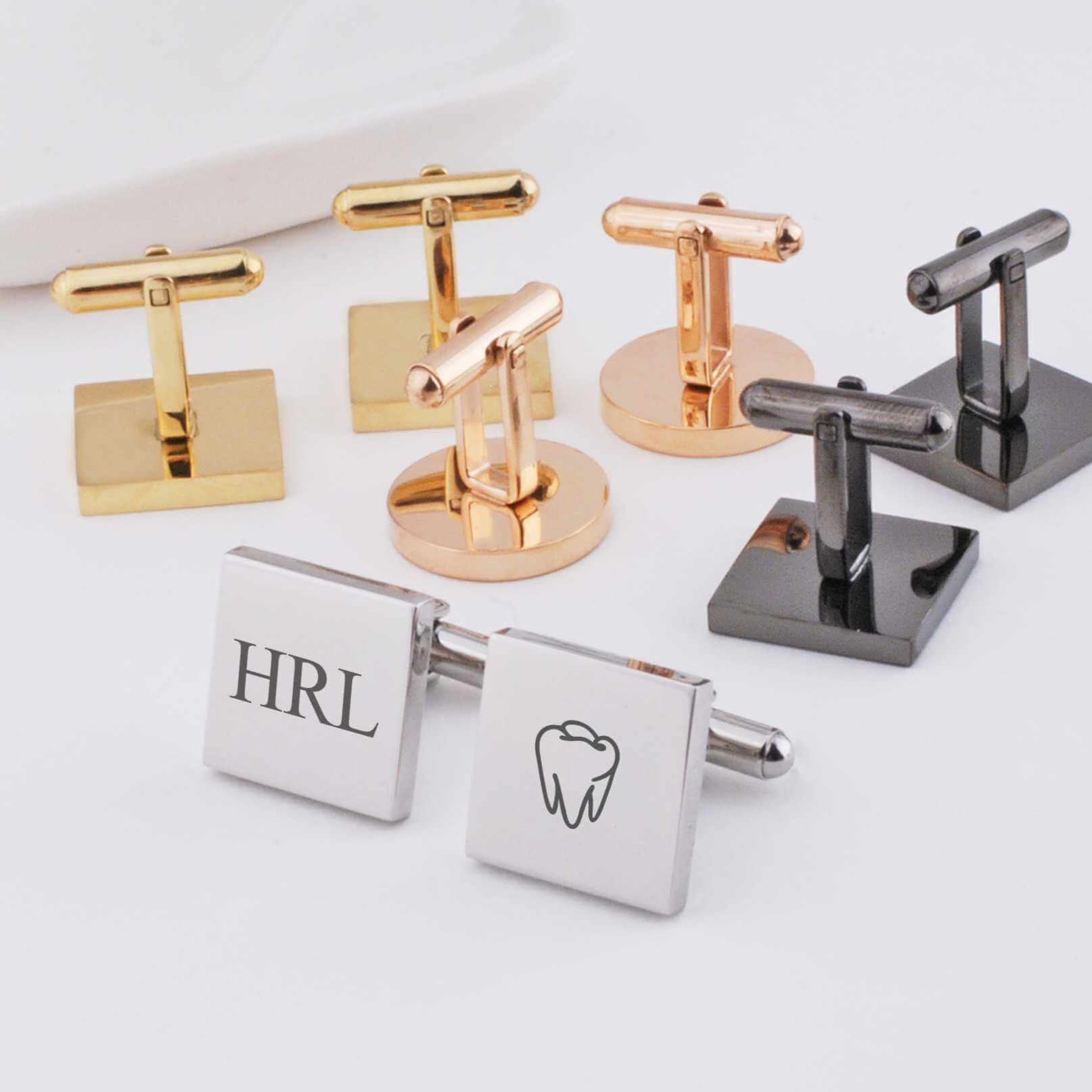 Tooth Cufflinks - Monogrammed Dentist Gift