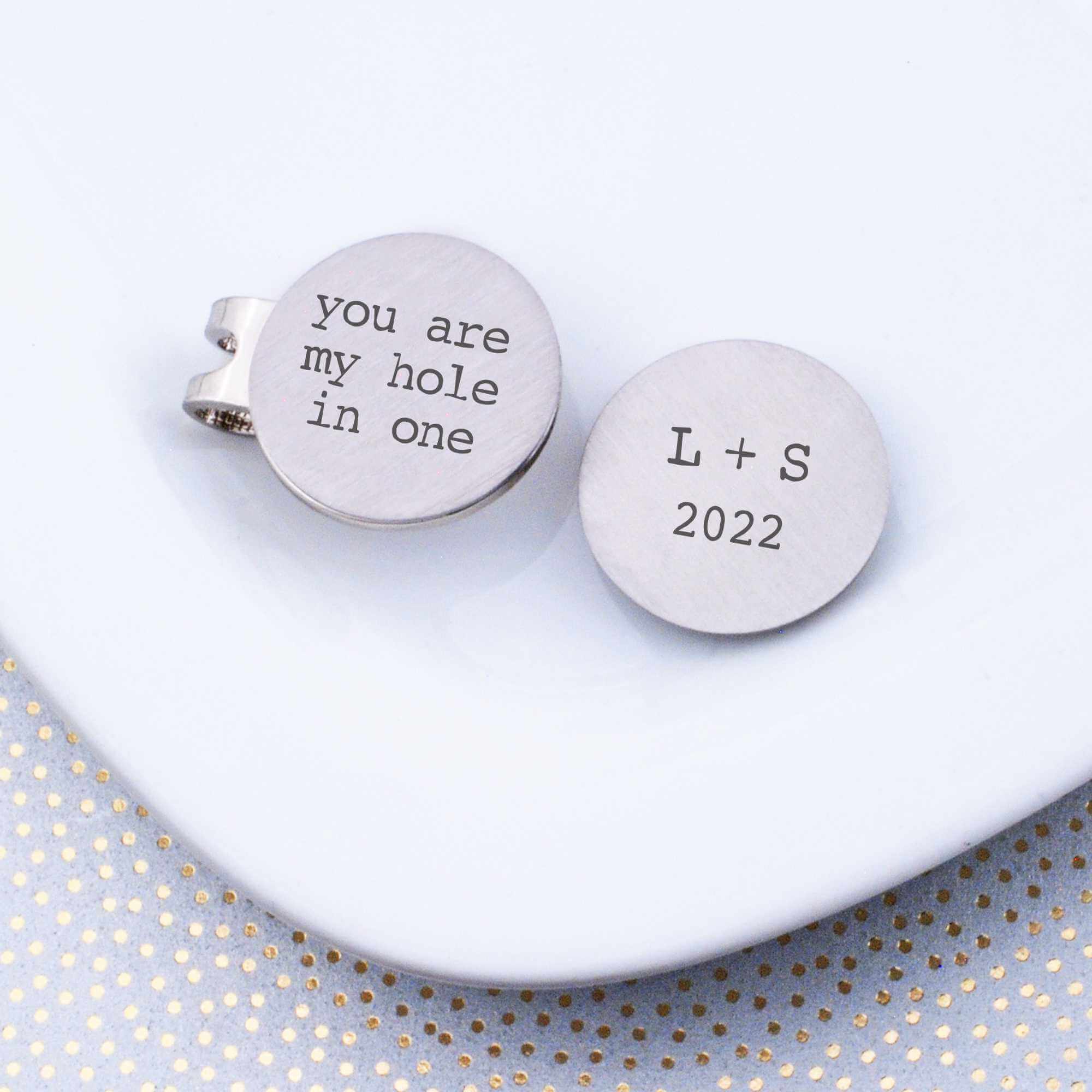Golf Ball Marker Set - You are My Hole In One + Personalized Initials