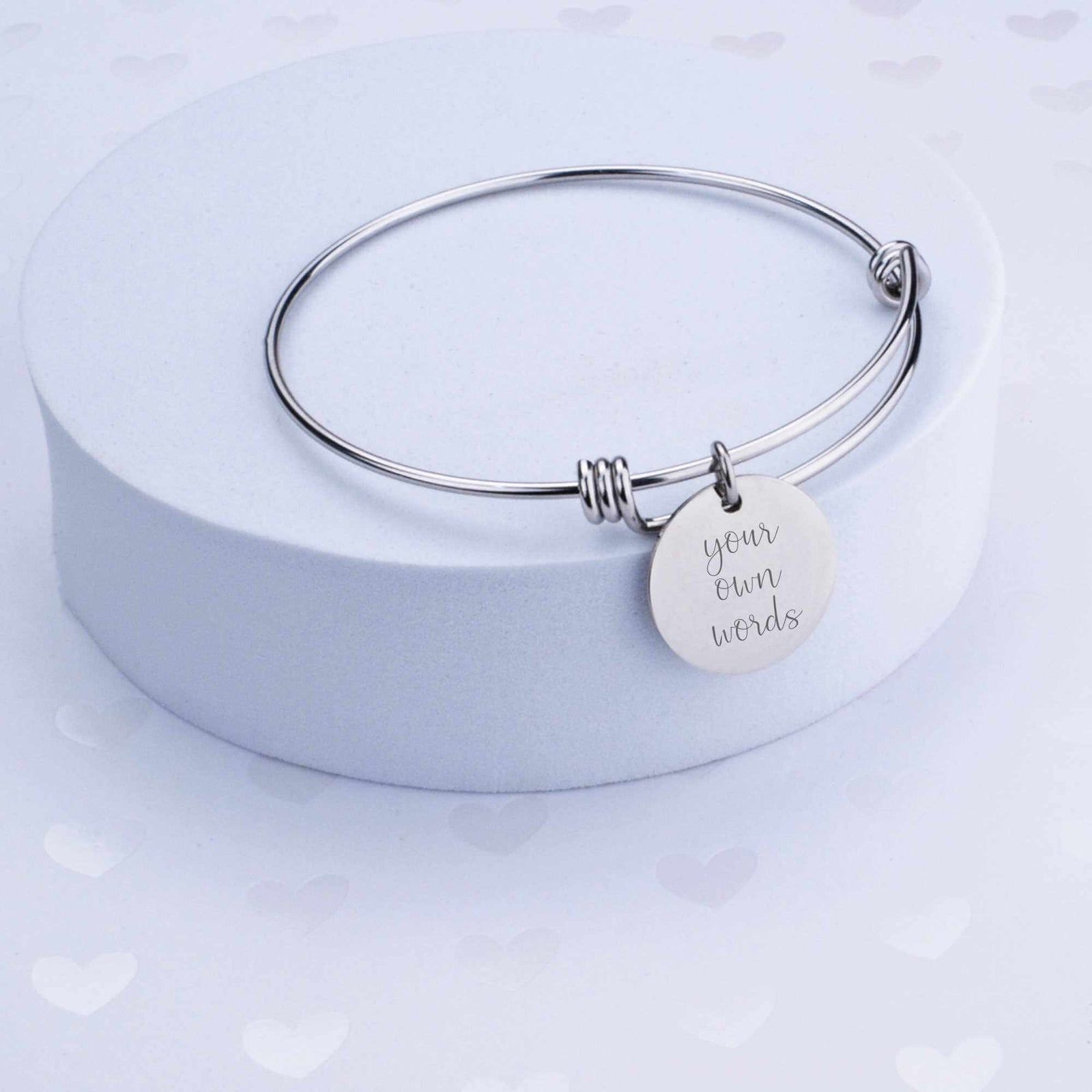 Adjustable Bangle Bracelet Engraved with Your Own Words