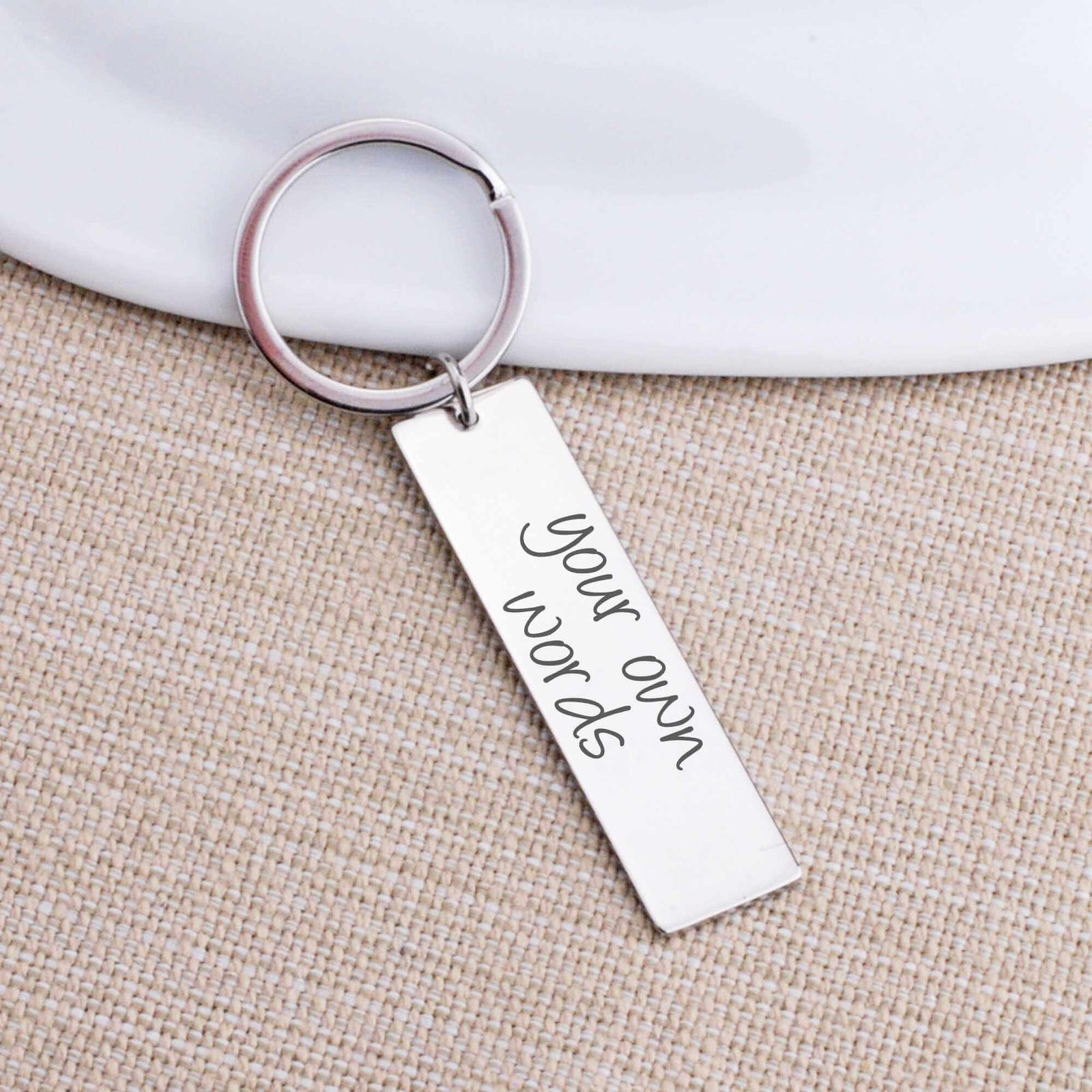 Bar Keychain Engraved with Your Own Words