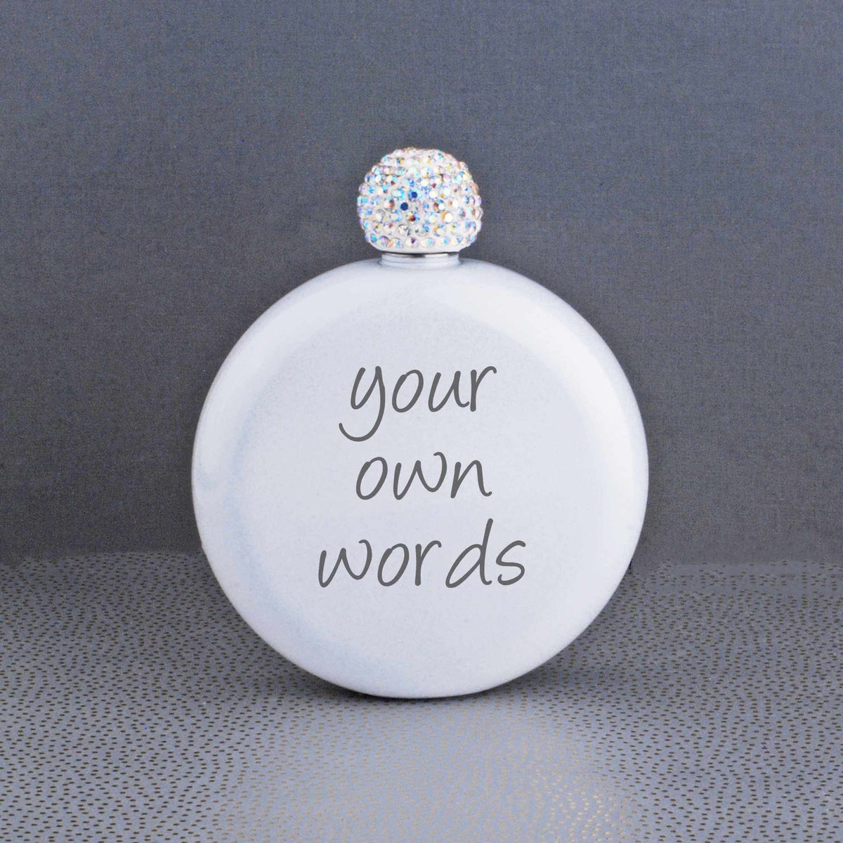 Round Glitter Flask Engraved with Your Own Words