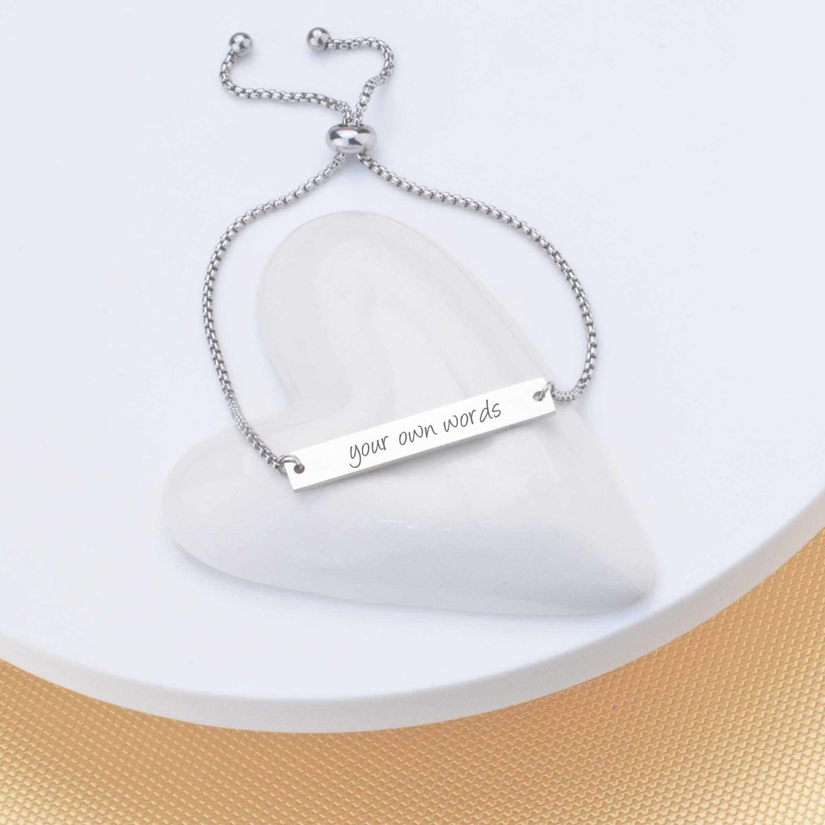 Adjustable Slide Bracelet Engraved with Your Own Words