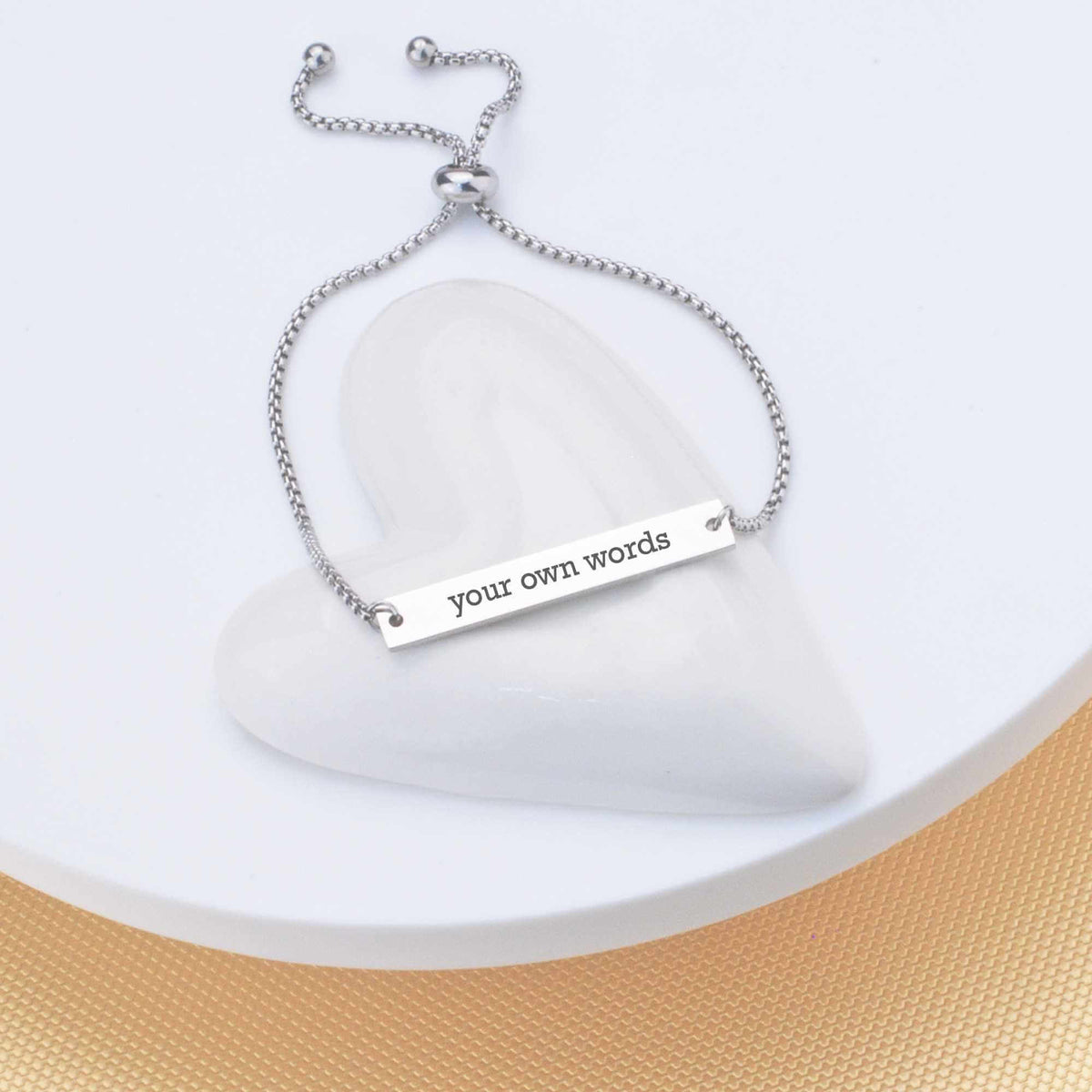 Adjustable Slide Bracelet Engraved with Your Own Words