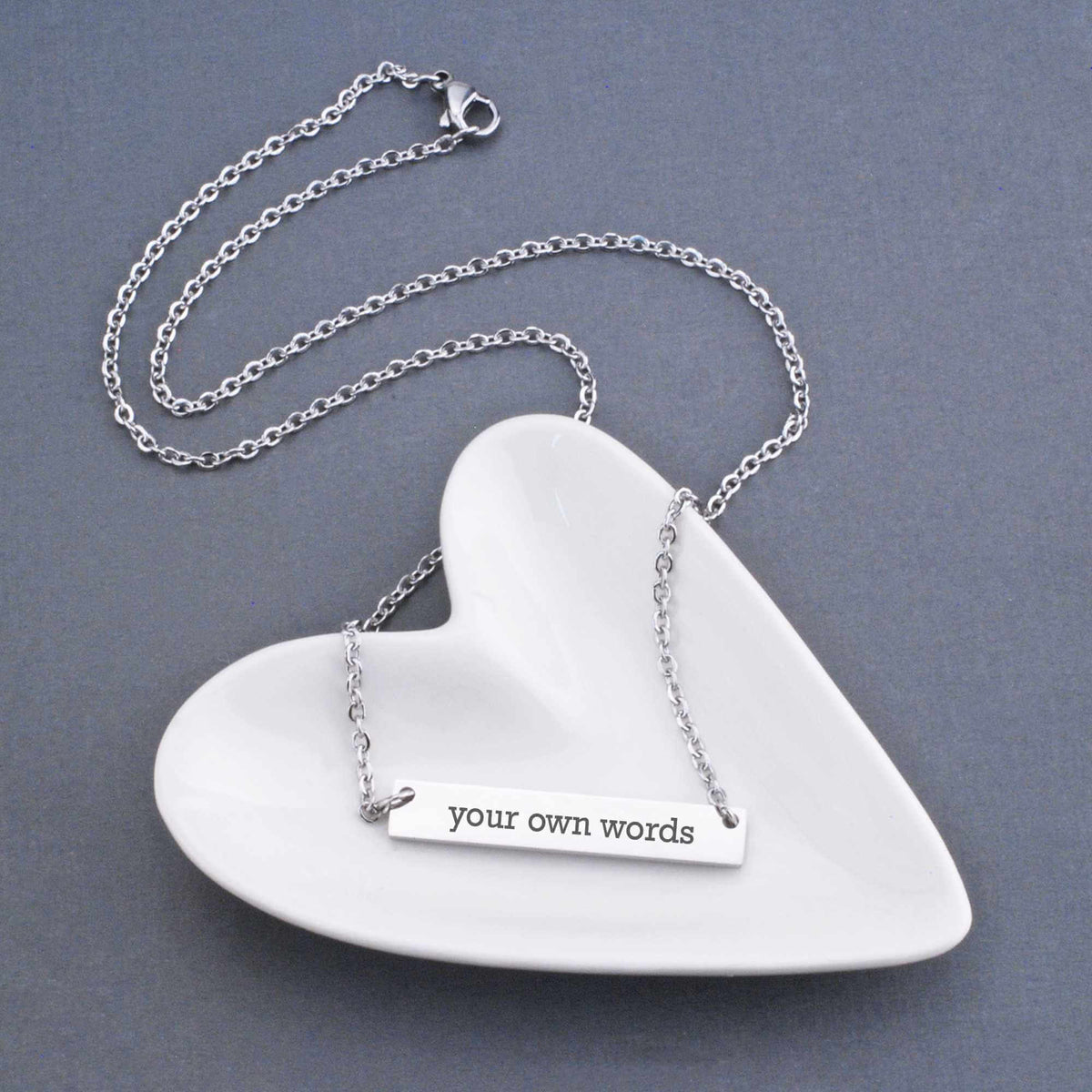 Horizontal Bar Necklace Engraved with Your Own Words