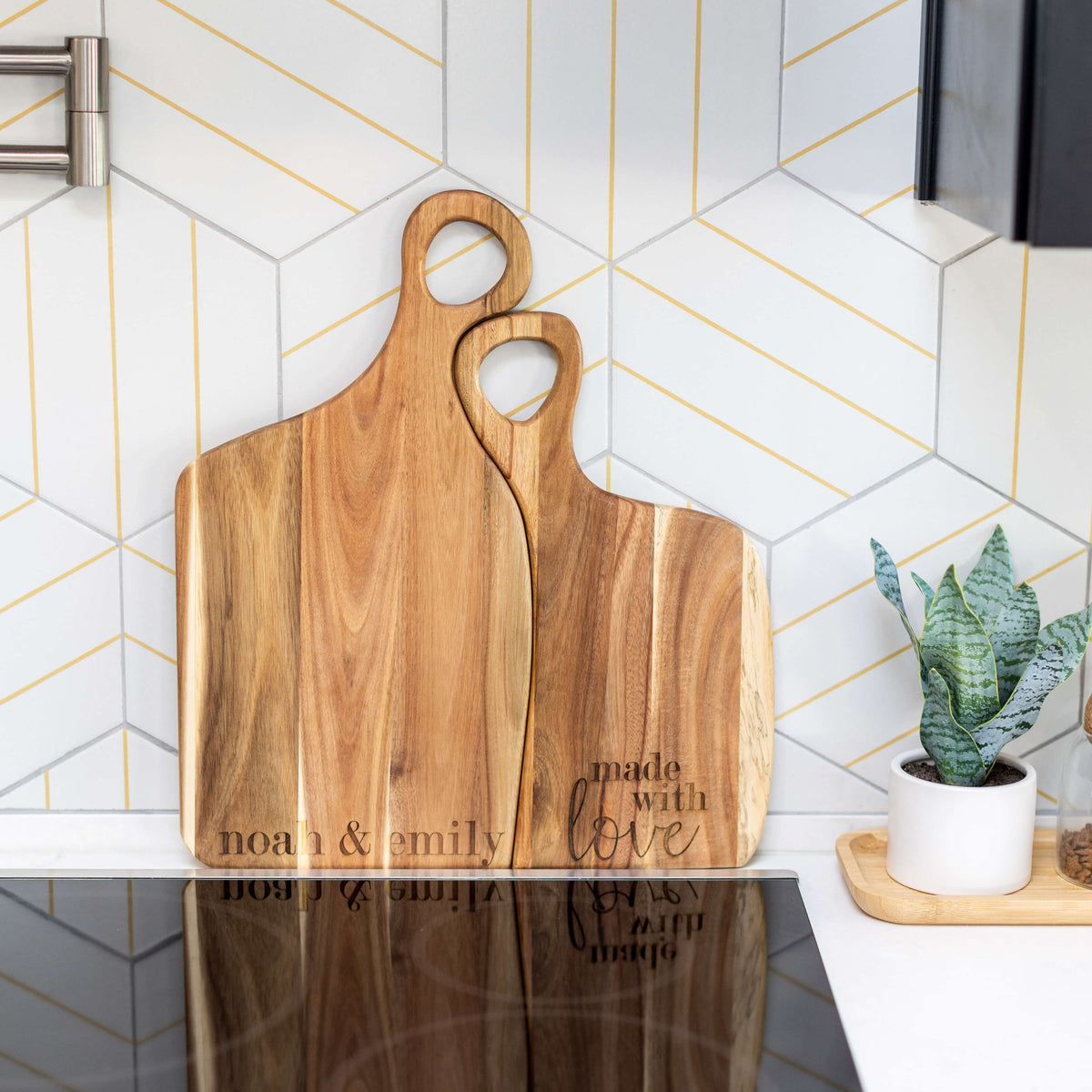 Couple's Nested Cutting Boards Set - Acacia