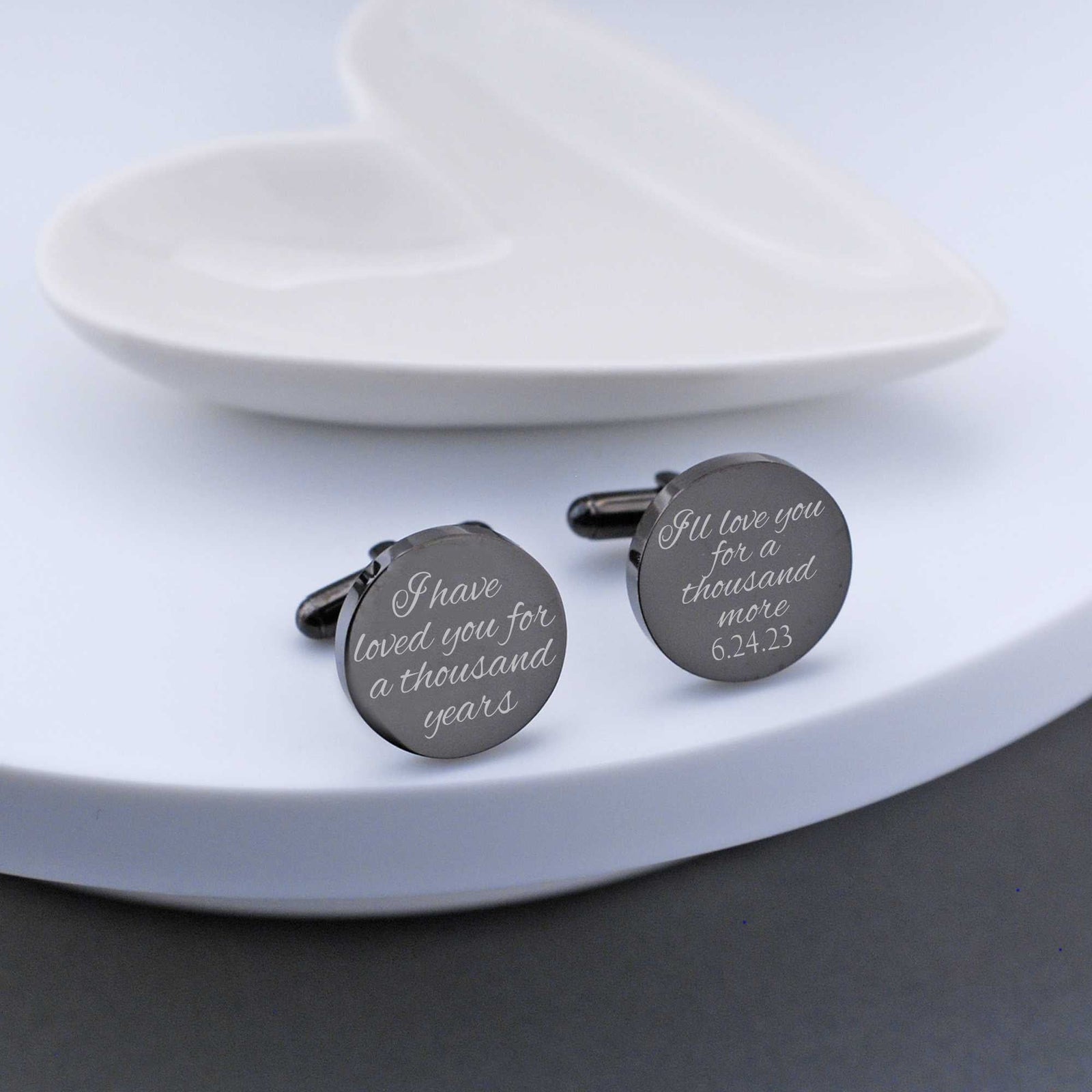 Fiance or Groom Cufflinks - I Have Loved You For A Thousand Years