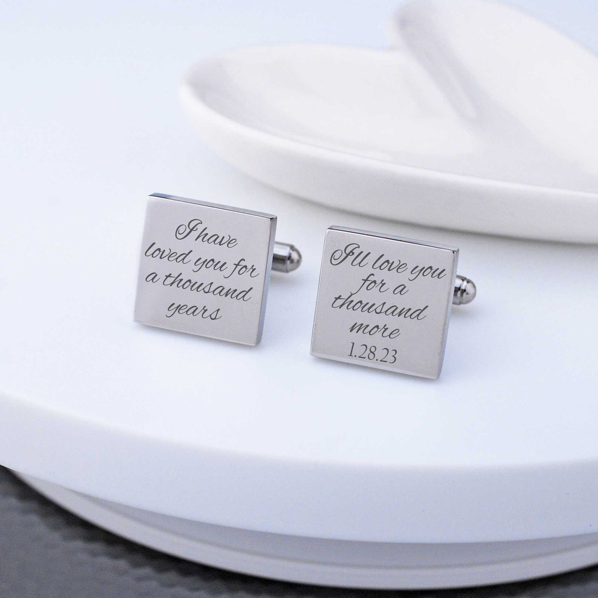 Fiance or Groom Cufflinks - I Have Loved You For A Thousand Years