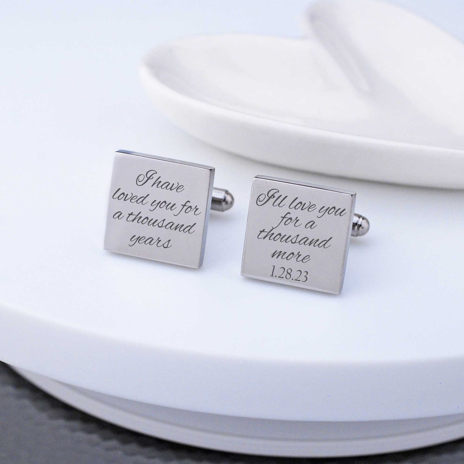 Fiance or Groom Cufflinks - I Have Loved You For A Thousand Years