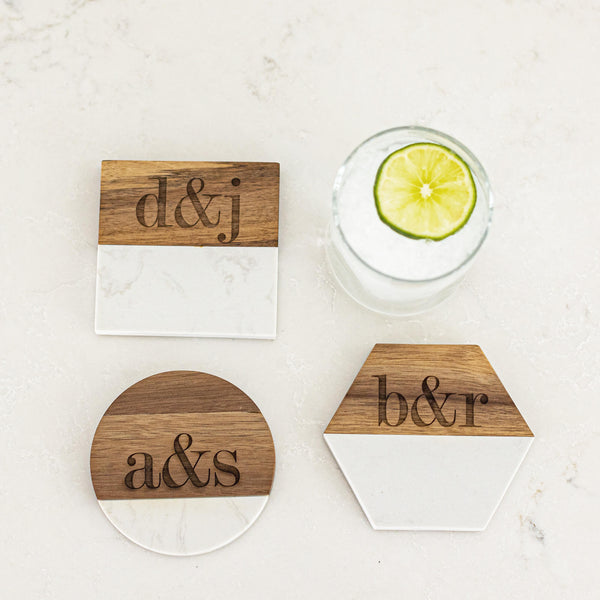 Custom Coasters, Wood Coasters, Engraved Coasters, Personalized Coaster Set  for Wedding Gift or Engagement Present