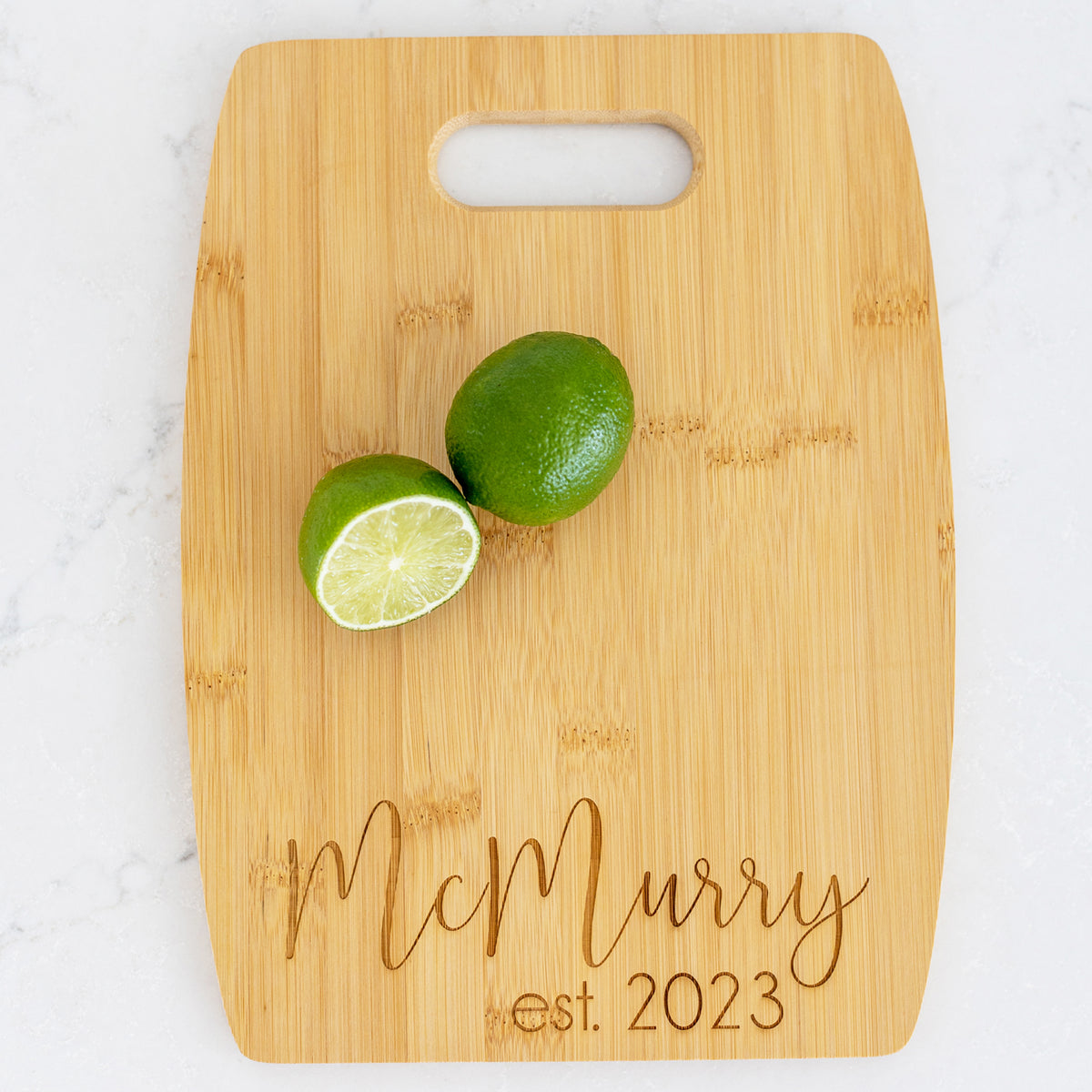 Personalized Bamboo Charcuterie Board with Name &amp; Date - 9 x 12 inches