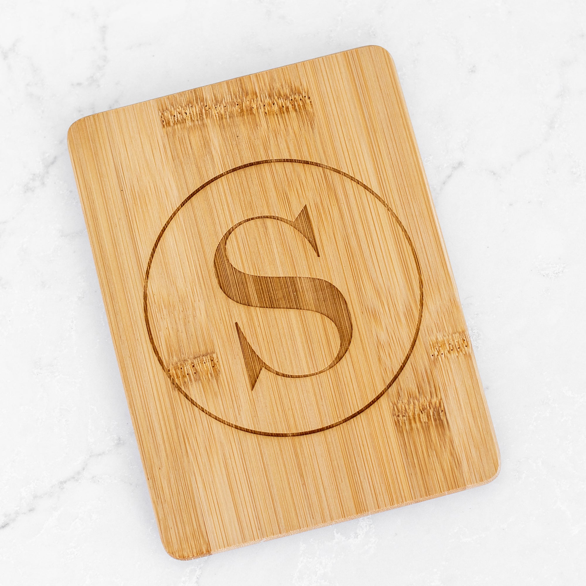 Bamboo Bar Board Engraved with Initial - 6 x 8 inches
