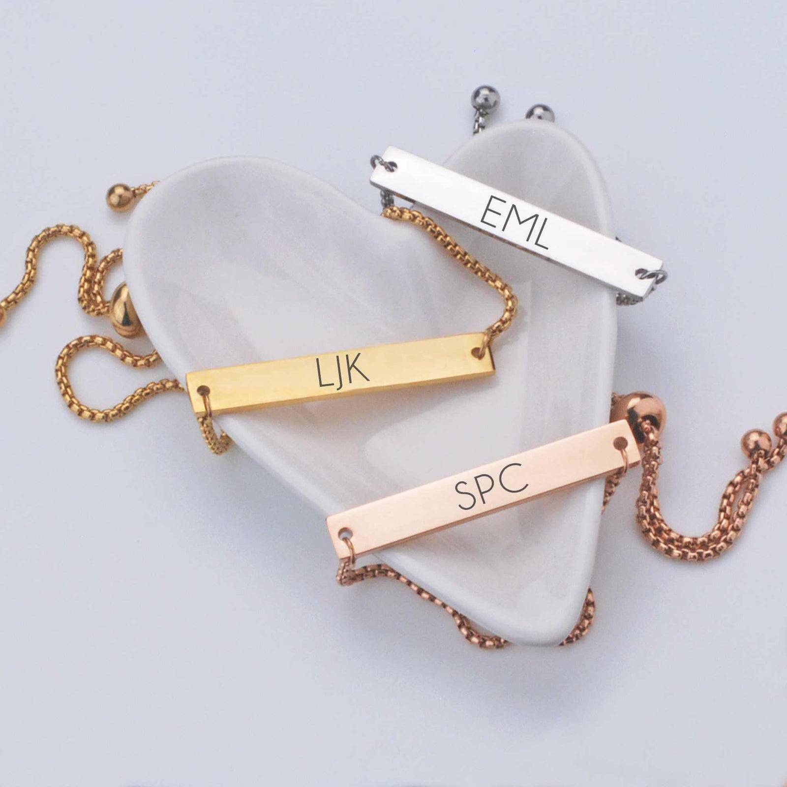 Bridesmaid Monogram - Adjustable Slide Bracelet