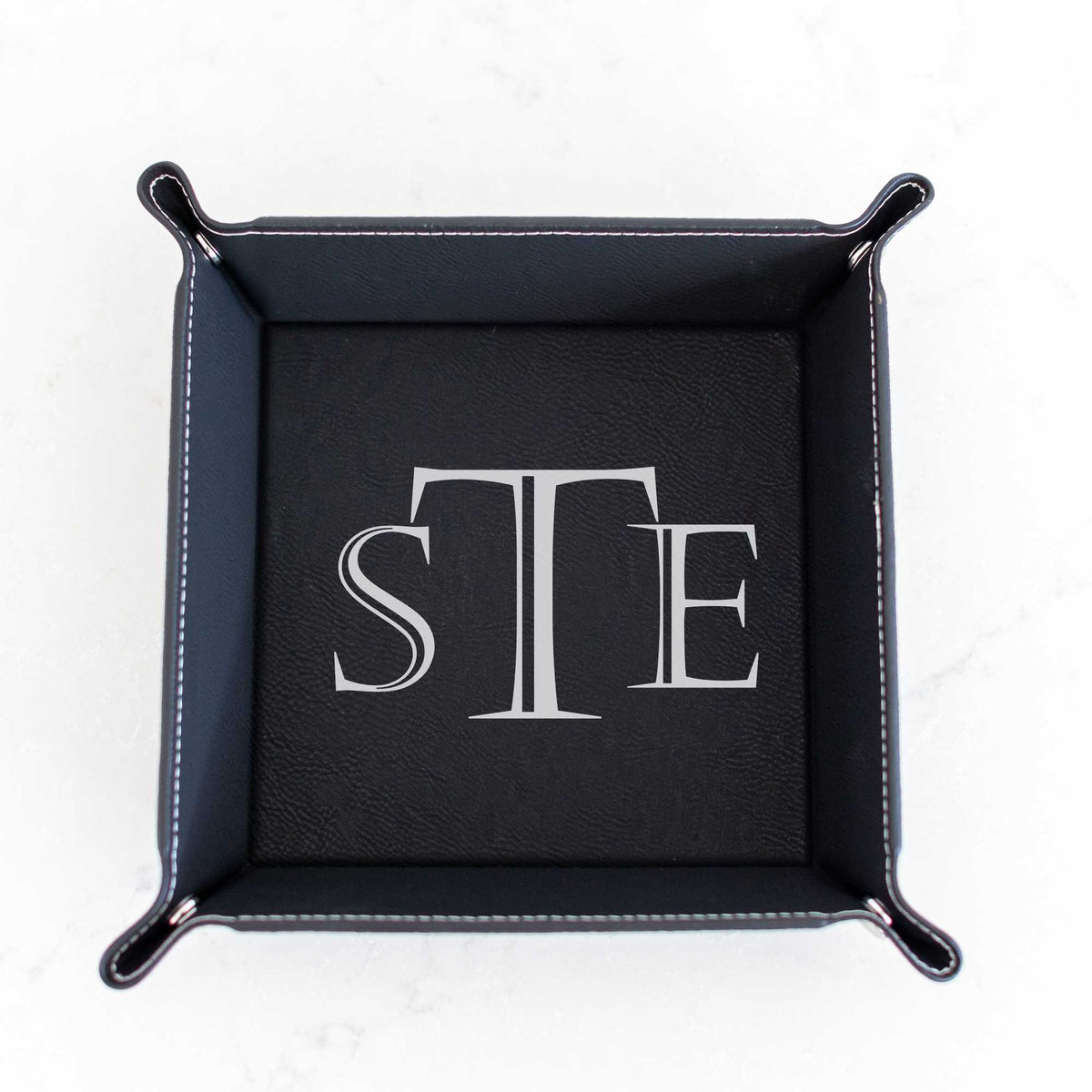 Monogrammed Vegan Leather Valet Tray