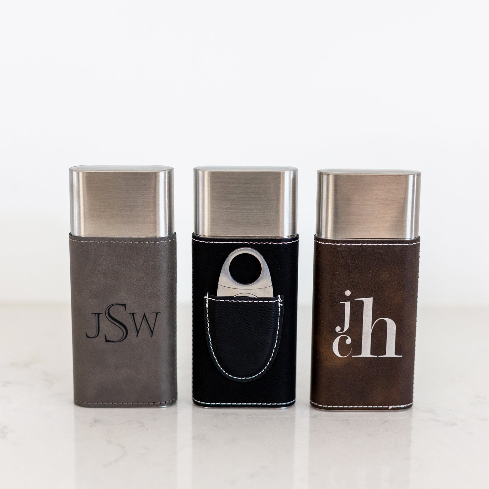 Monogrammed Cigar Case with Cutter