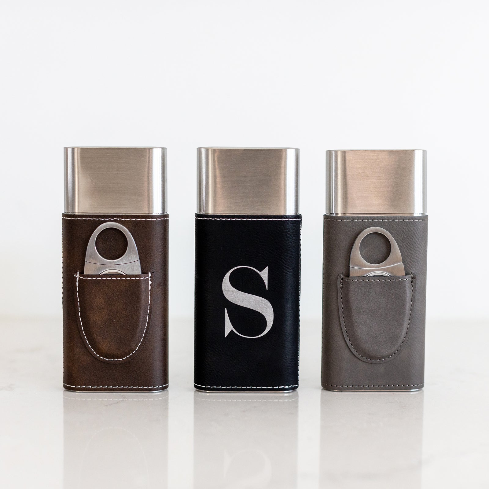 Personalized Cigar Case with Cutter - Initial
