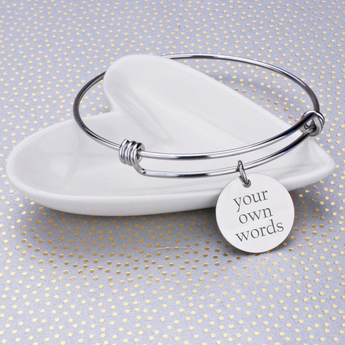 Adjustable Bangle Bracelet Engraved with Your Own Words