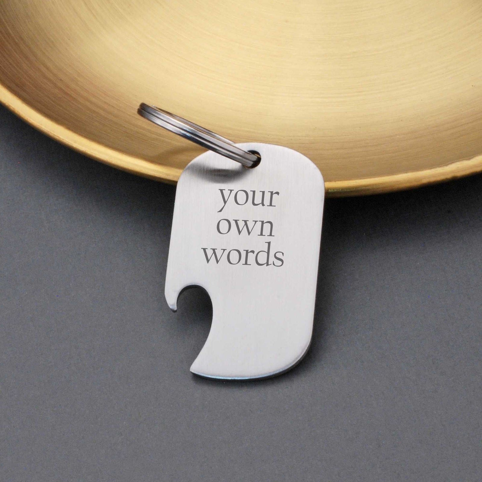 Bottle Opener Keychain Engraved with Your Own Words