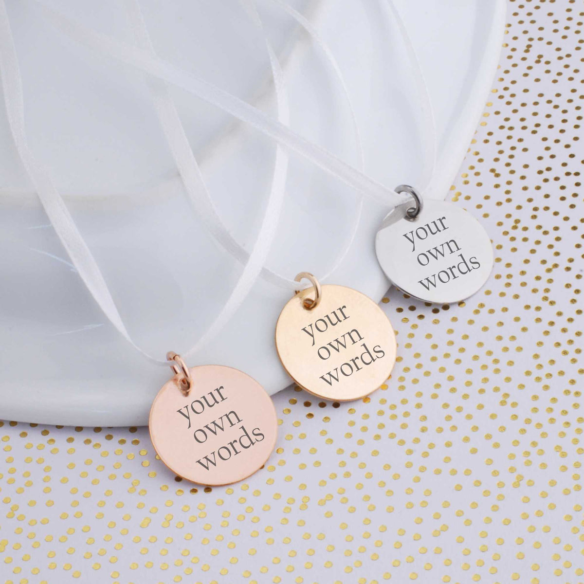 Memorial Wedding Bouquet Charm Engraved with Your Own Words