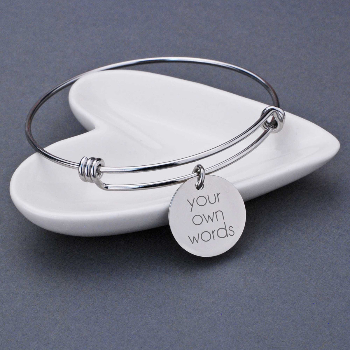 Adjustable Bangle Bracelet Engraved with Your Own Words