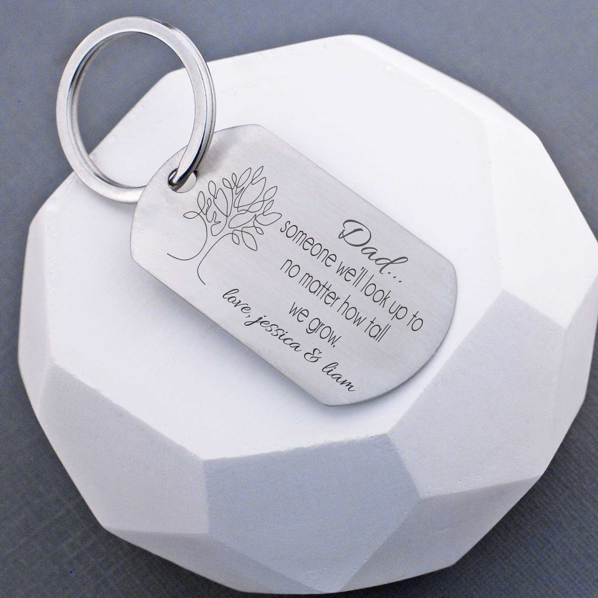 Custom Dog Tag Keychain for Dad: Someone We'll Look Up To – Keychain – Love, Georgie