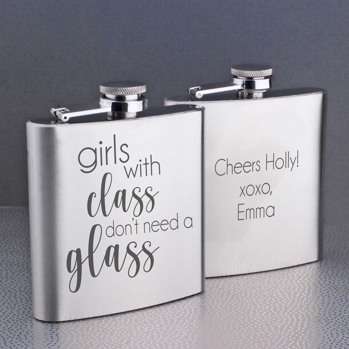 Girls with class don't need a glass - Steel Flask – Flask – Love, Georgie