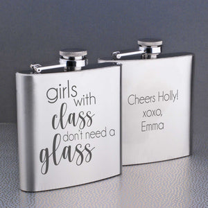 Girls with class don't need a glass - Steel Flask – Flask – Love, Georgie