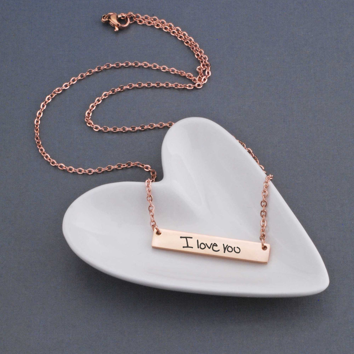 Bar Necklace Engraved with Your Own Handwriting