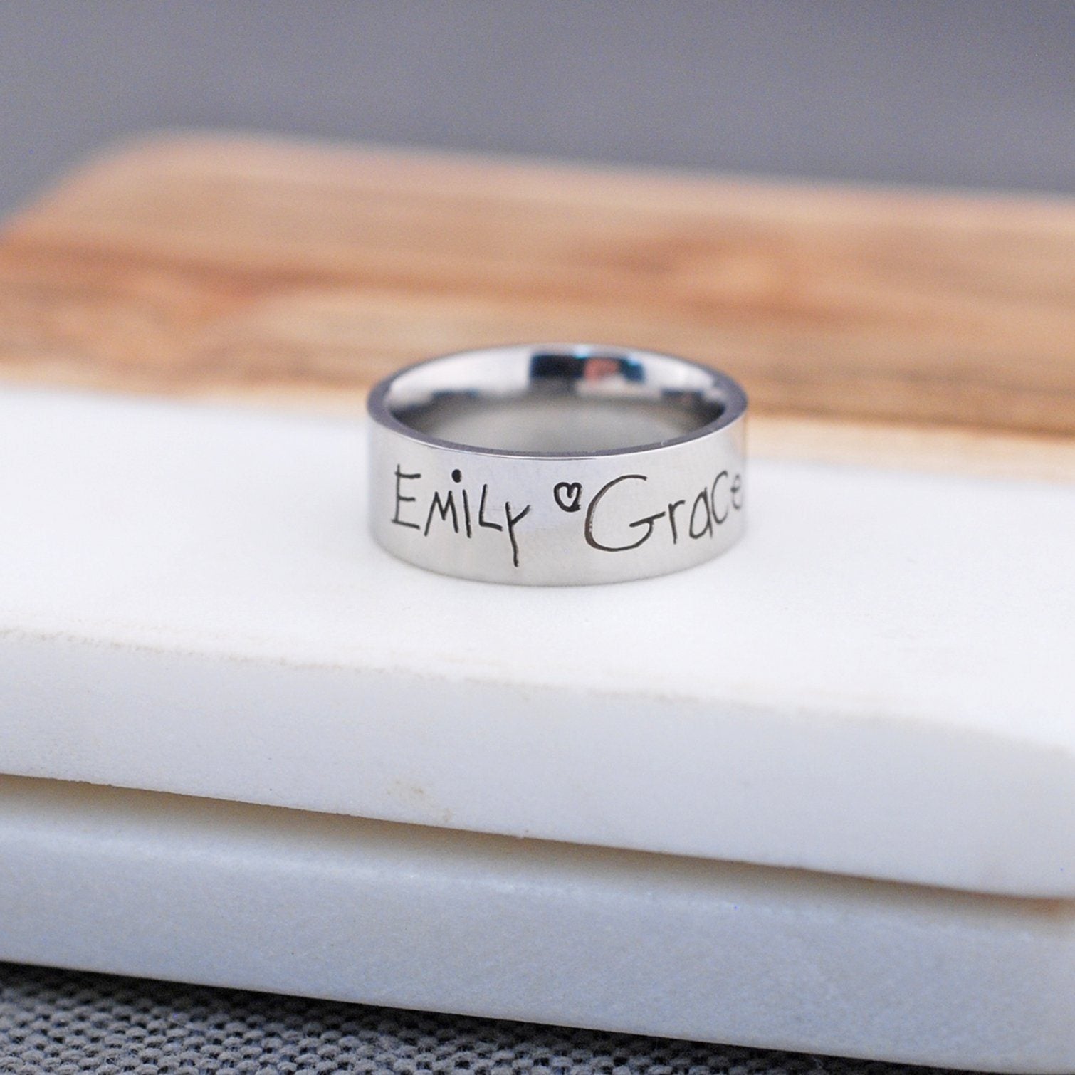 Handwriting Ring - 8mm Wide Band – Ring – Love, Georgie