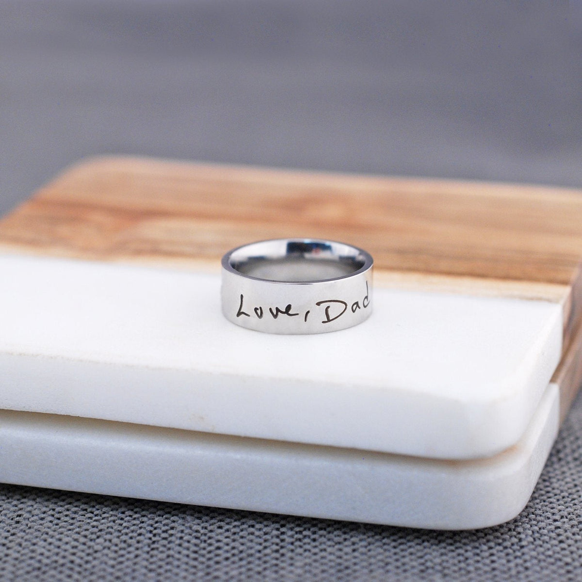 Handwriting Ring - 8mm Wide Band – Ring – Love, Georgie