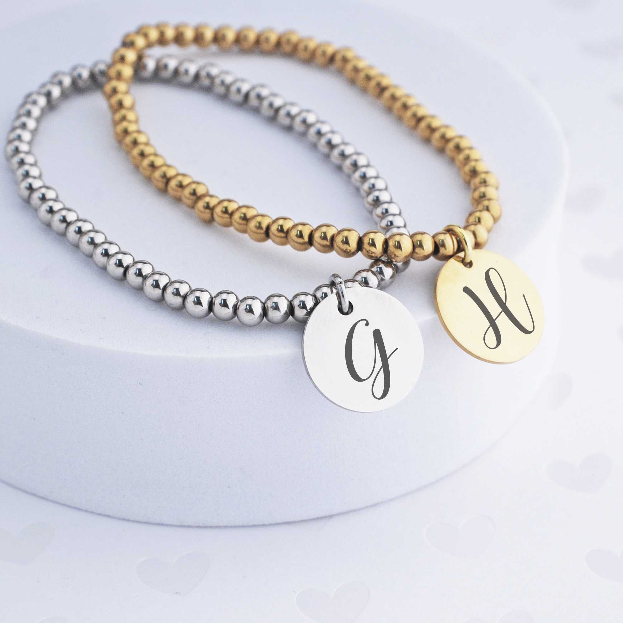 Bridal Party Stretch Bracelet with Initial