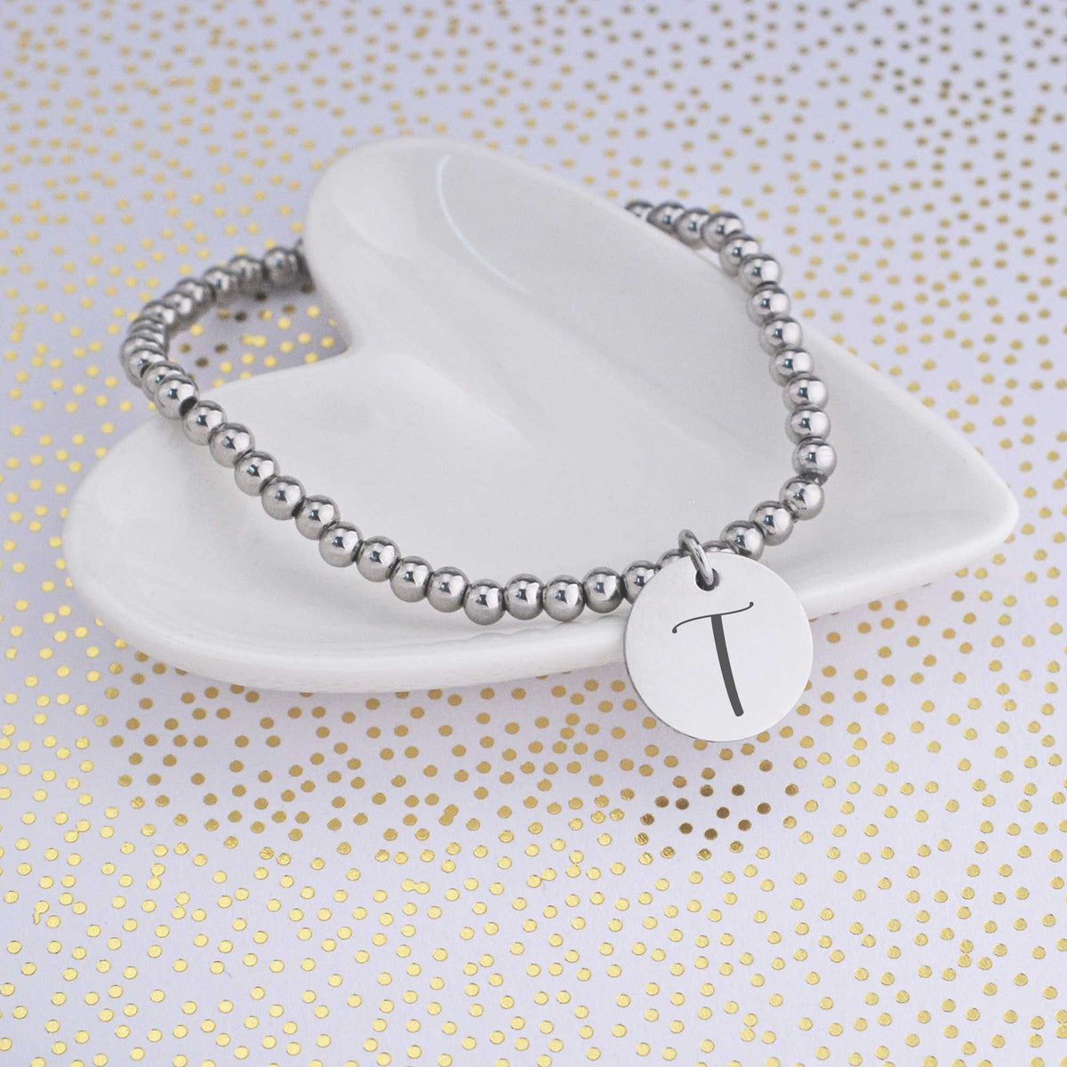 Bridal Party Stretch Bracelet with Initial