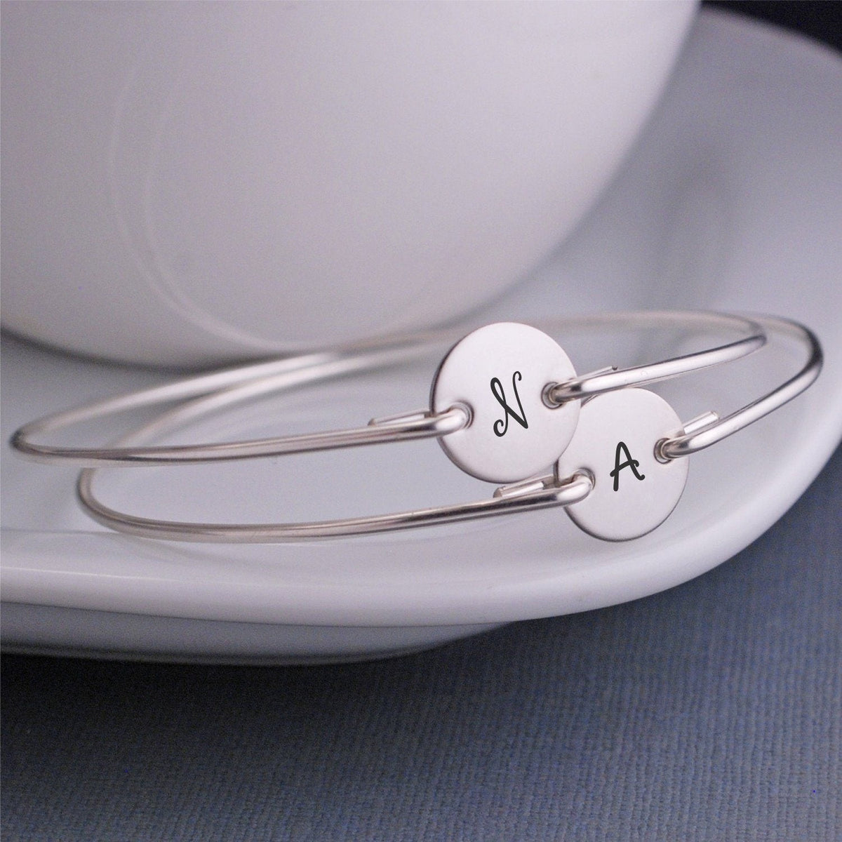 Single Initial Bangle Bracelets – bracelet – Love, Georgie