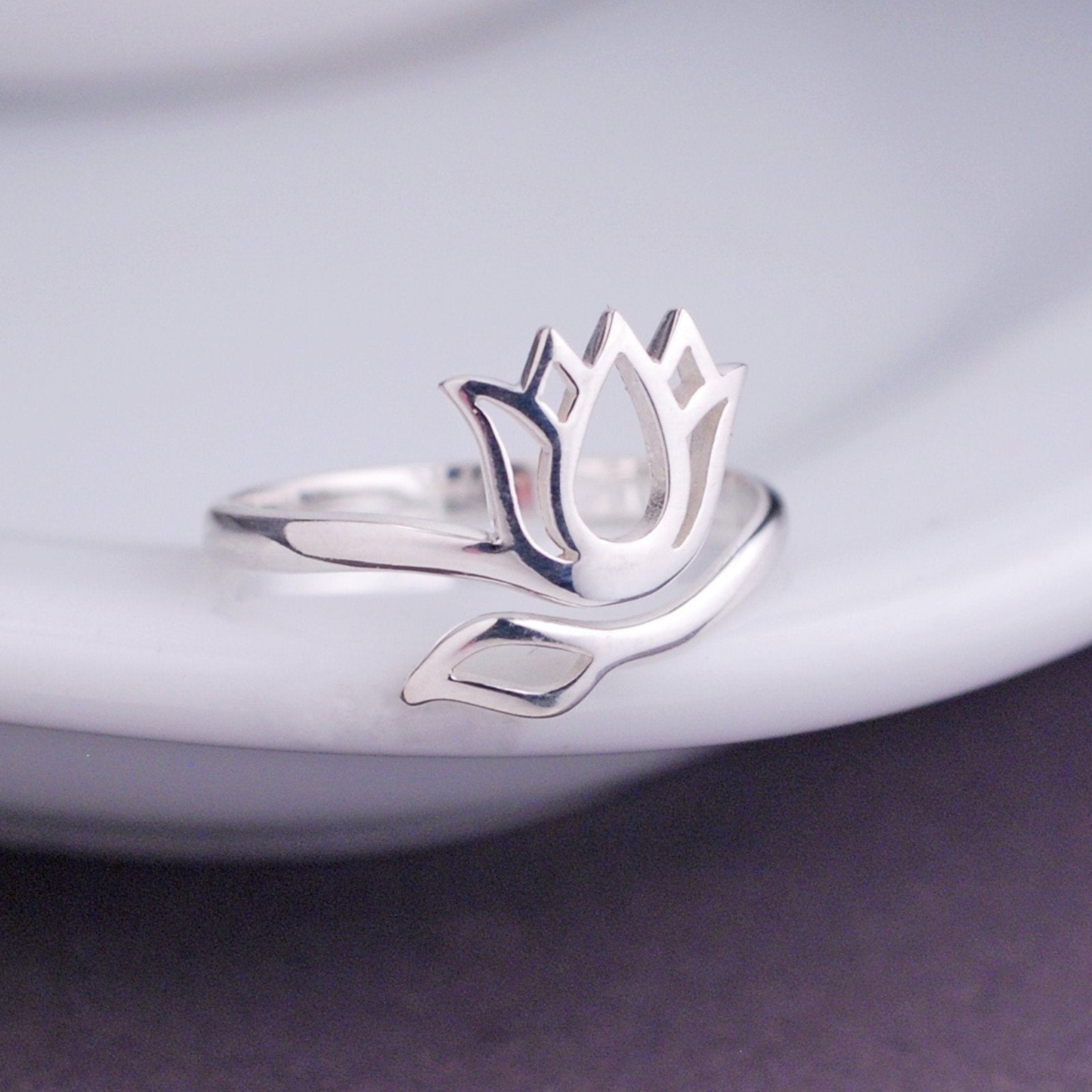Silver Lotus Ring – Ring – georgie designs personalized jewelry