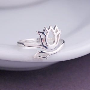 Silver Lotus Ring – Ring – georgie designs personalized jewelry