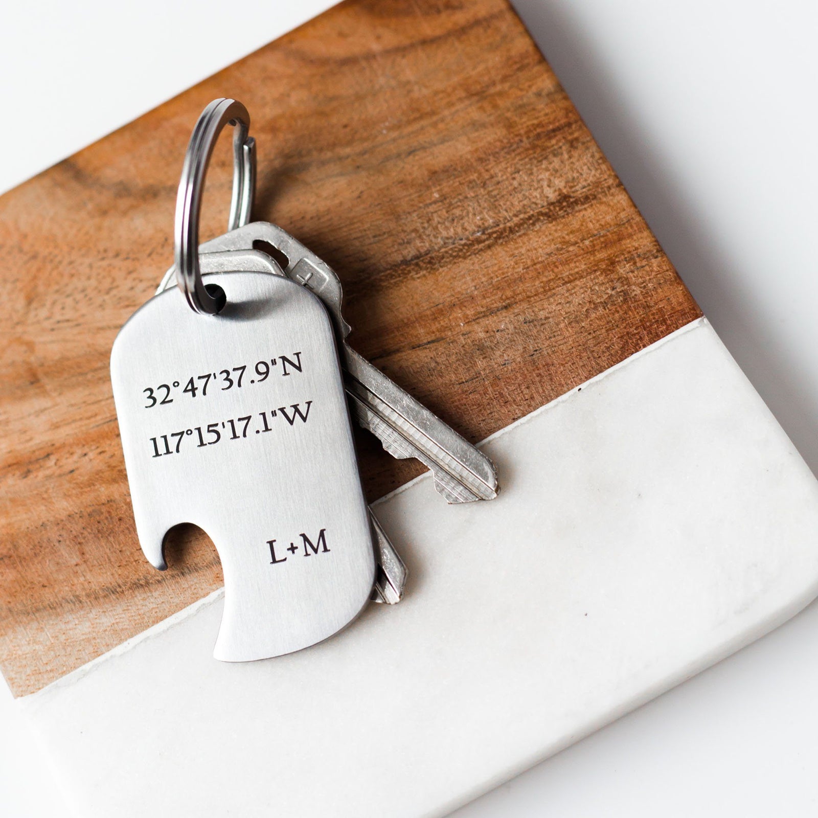 Latitude Longitude Bottle Opener Keychain – Keychain – Love, Georgie