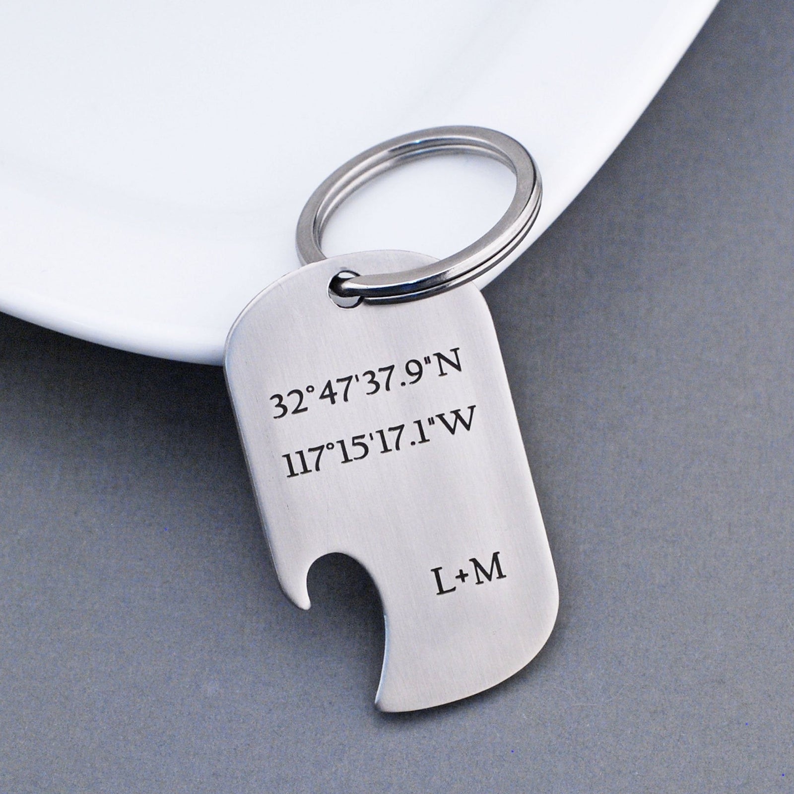 Latitude Longitude Bottle Opener Keychain – Keychain – Love, Georgie