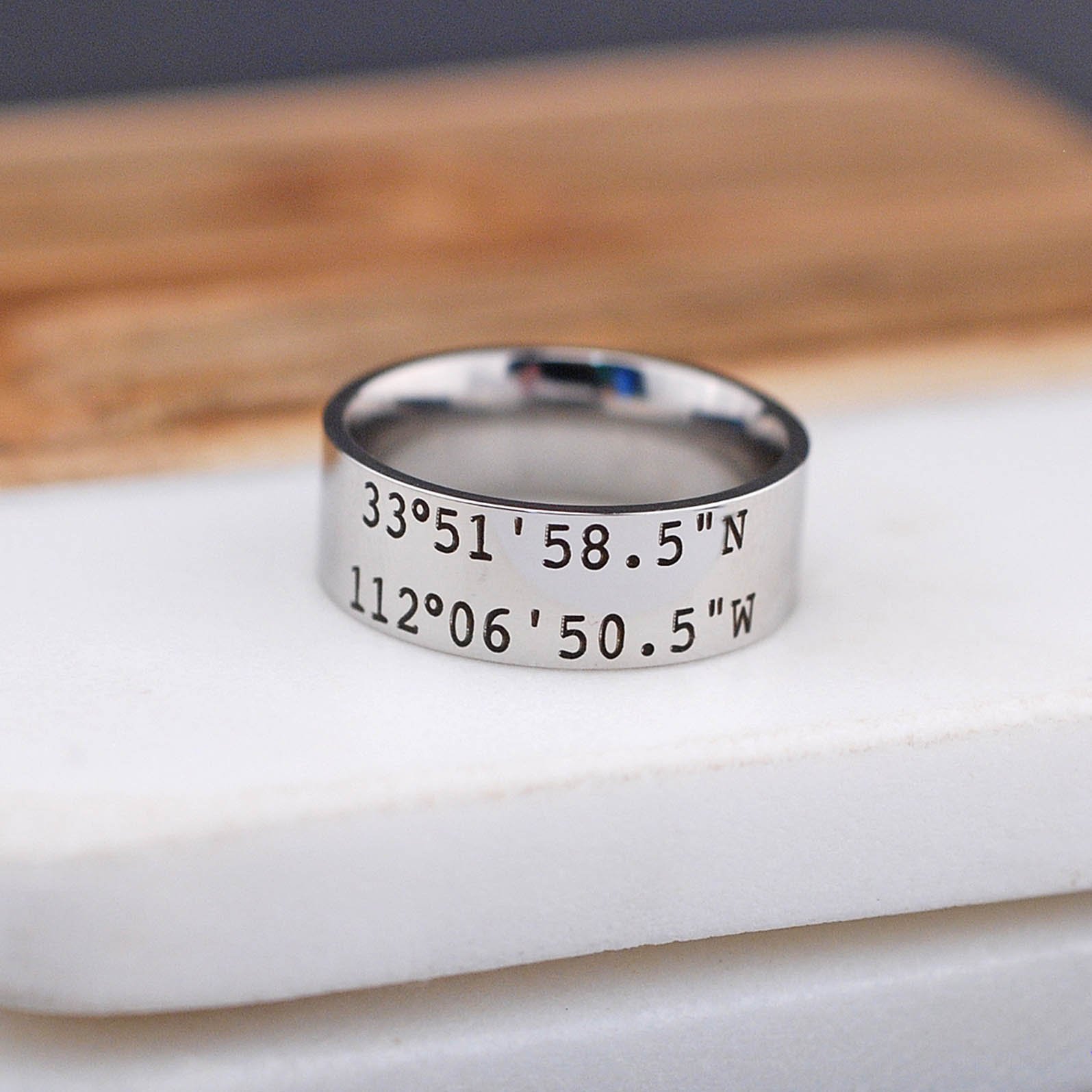 Latitude Longitude Ring - 8mm – Ring – Love, Georgie