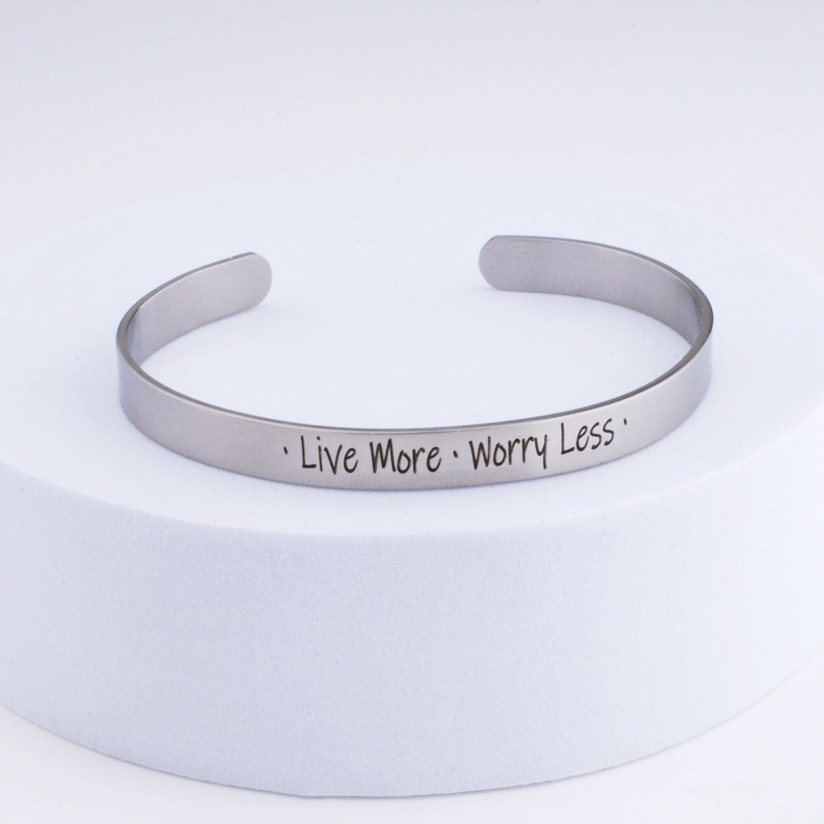 Live More Worry Less - Cuff Bracelet – Bracelet – Love, Georgie