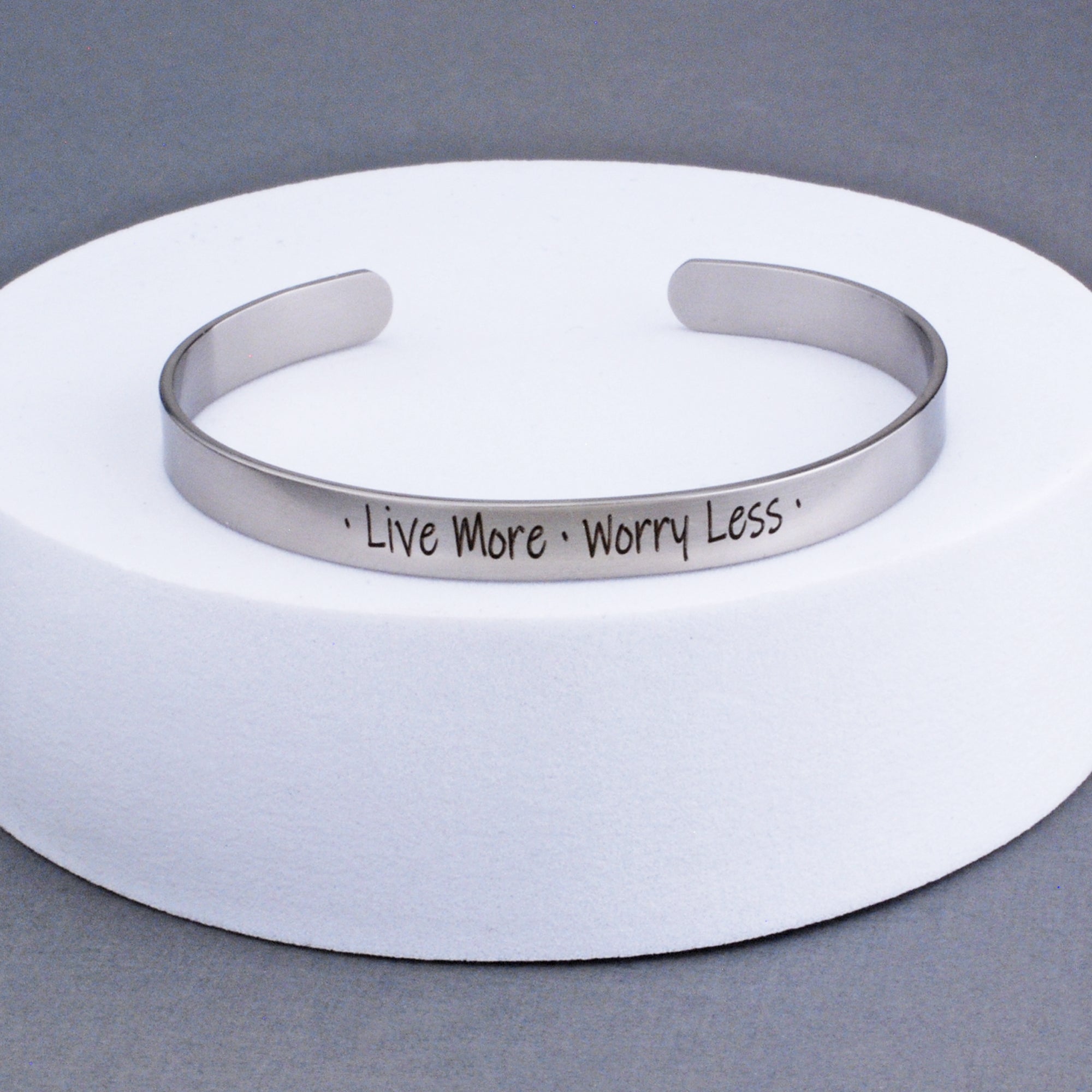 Live More Worry Less - Cuff Bracelet – Bracelet – Love, Georgie