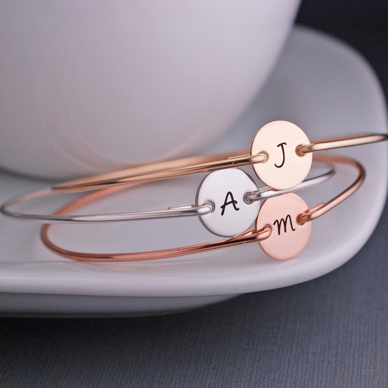Single Initial Bangle Bracelets – bracelet – Love, Georgie